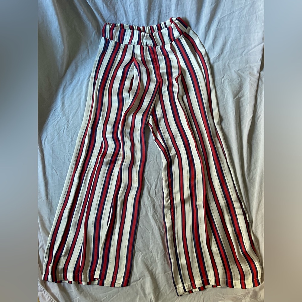 Elegant Striped Wide Leg Trousers